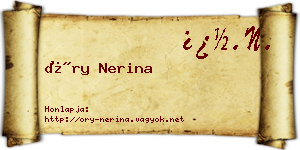 Őry Nerina névjegykártya